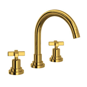 ROHL Lombardia® Widespread Lavatory Faucet With C-Spout In Unlacquered Brass