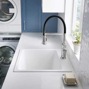 Blanco Liven SILGRANIT 25" Single Bowl Dual Mount Laundry Sink - White - Image 2