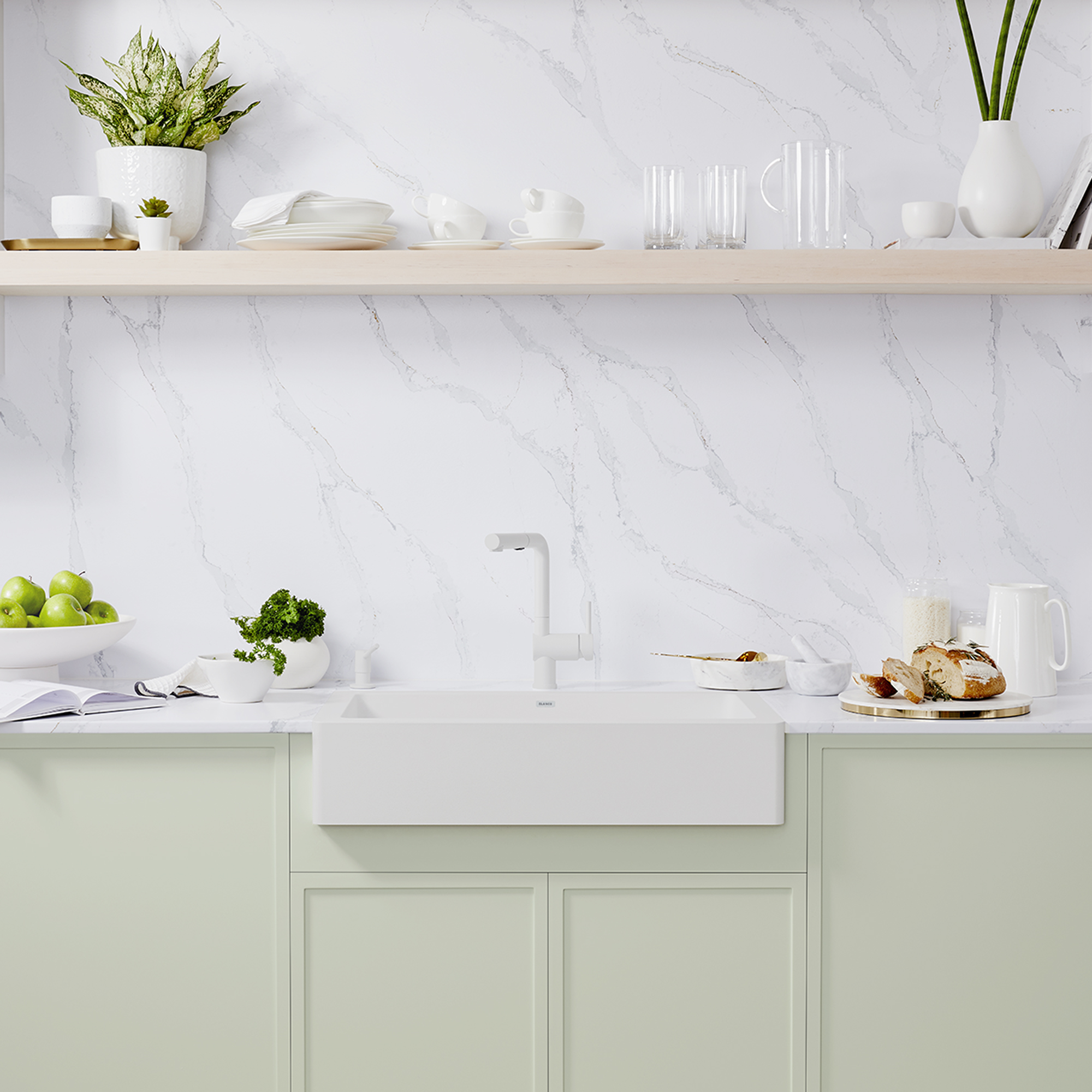 Blanco Vintera SILGRANIT 30" Single Bowl Apron-Front Farmhouse Sink - White - Image 7