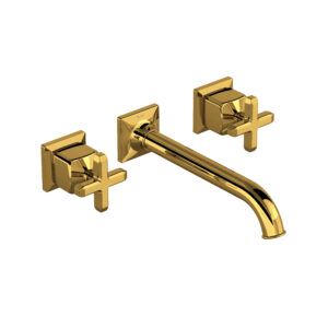 ROHL Apothecary™ Wall Mount Lavatory Faucet Trim In Unlacquered Brass
