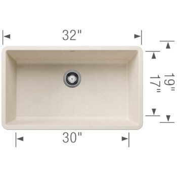 Blanco Precis SILGRANIT 32" Super Single Undermount Kitchen Sink - Soft White - Image 3