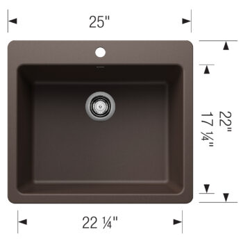 Blanco Liven SILGRANIT 25" Single Bowl Dual Mount Kitchen Sink - Café - Image 3