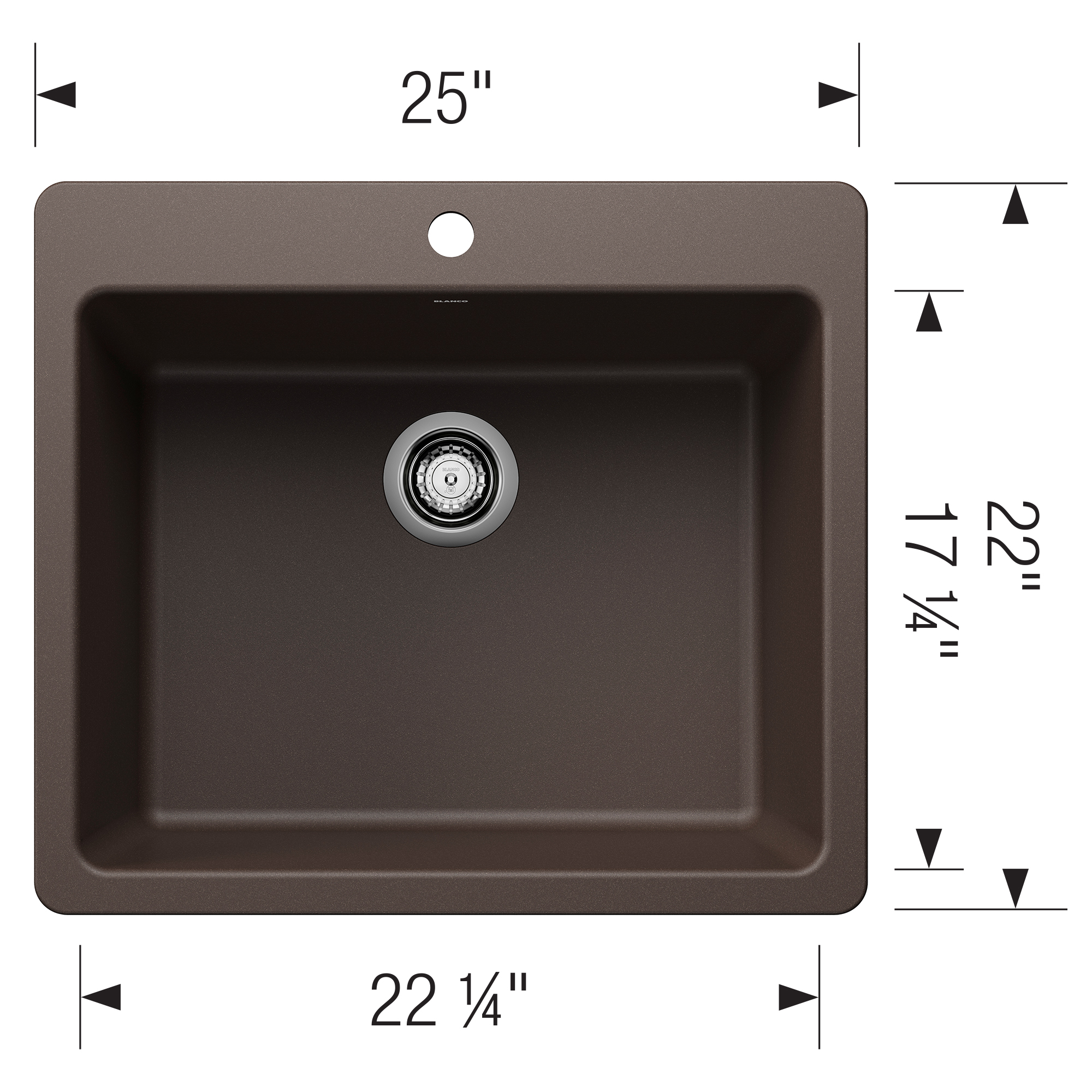 Blanco Liven SILGRANIT 25" Single Bowl Dual Mount Kitchen Sink - Café - Image 3