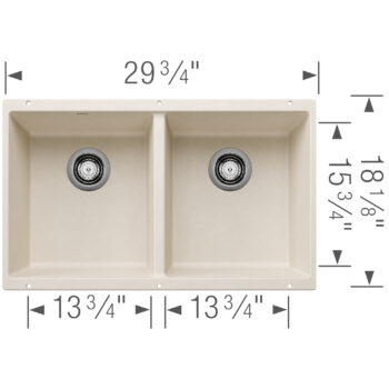 Blanco Precis SILGRANIT 29" 50/50 Double Bowl Undermount Kitchen Sink - Soft White - Image 3