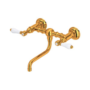 ROHL Acqui® Wall Mount Bridge Lavatory Faucet In Italian Brass