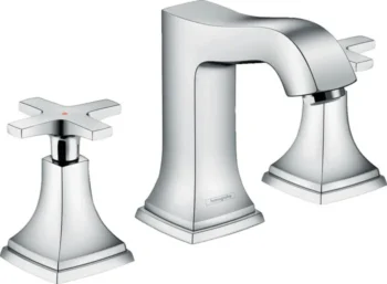Hansgrohe Metropol Classic Widespread Faucet 110 with Cross Handles and Pop-Up Drain, 1.2 GPM in Chrome