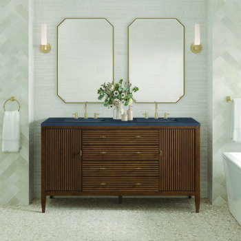 Myrrin 60" Double Vanity, Mid Century Walnut w/ 3 CM Charcoal Soapstone Quartz Top - Image 2
