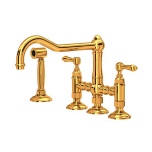 ROHL Acqui® Bridge Kitchen Faucet With Side Spray In Italian Brass