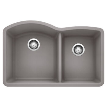 Blanco Diamond SILGRANIT 32" 60/40 Double Bowl Undermount Kitchen Sink - Metallic Gray