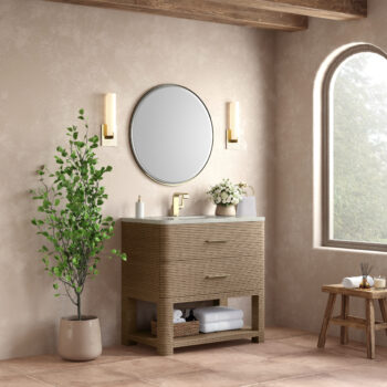Lucian 36" Single Vanity, Pebble Oak w/ 3 CM Victorian Silver Quartz Top - Image 3