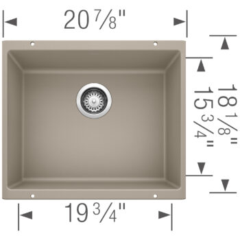 Blanco Precis SILGRANIT 21" Single Bowl Undermount Kitchen Sink - Truffle - Image 3