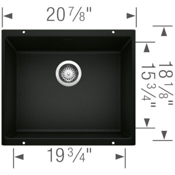 Blanco Precis SILGRANIT 21" Single Bowl Undermount Kitchen Sink - Coal Black - Image 5