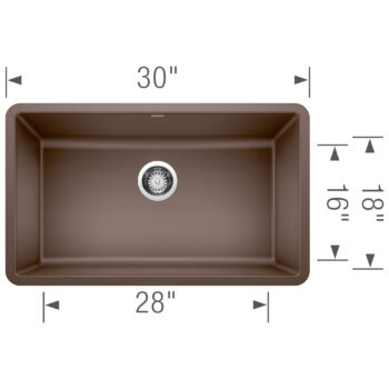 Blanco Precis SILGRANIT 30" Single Bowl Undermount Kitchen Sink - Café - Image 3