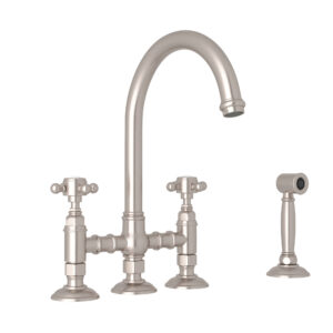 ROHL San Julio® Bridge Kitchen Faucet With Side Spray In Satin Nickel