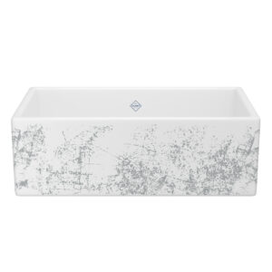 Shaws Shaker™ 33″ Single Bowl Farmhouse Apron Front Fireclay Kitchen Sink With Metallic Design In Metallic Silver