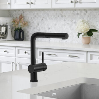 Blanco Linus Low Arc Pull-Out Dual-Spray Kitchen Faucet 1.5 GPM - Anthracite - Image 2