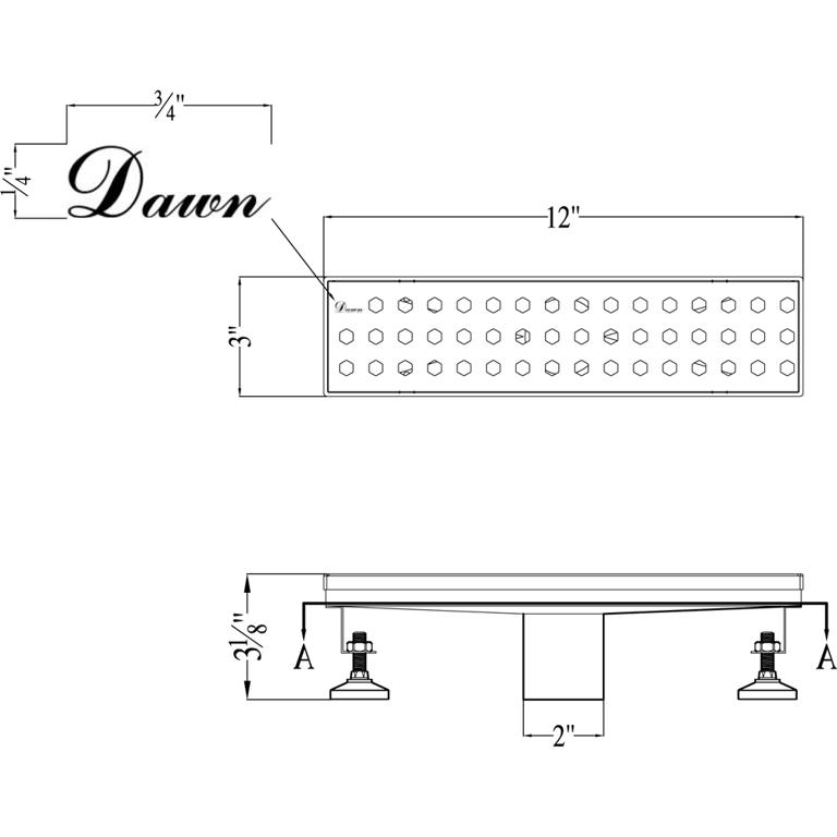 Dawn® Thames River Series - Linear Shower Drain 12"L In Polished satin - Image 2
