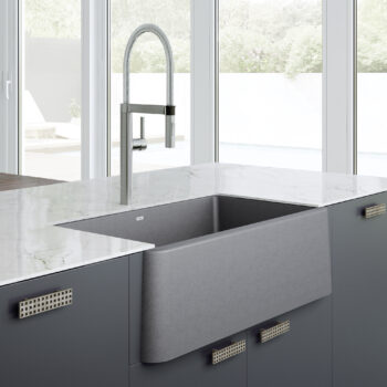 Blanco Ikon SILGRANIT 33" Single Bowl Apron-Front Farmhouse Sink - Metallic Gray - Image 2