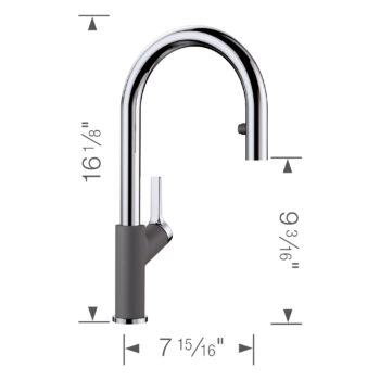 Blanco Urbena Pull-Down Dual-Spray Kitchen Faucet 1.5 GPM - Chrome/Cinder - Image 11
