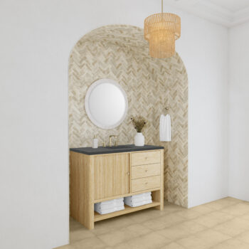 Marigot Single 48" Single Vanity, Sunwashed Oak w/ 3 CM Charcoal Soapstone Quartz Top - Image 3