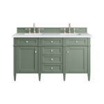 Brittany 60" Double Vanity, Smokey Celadon