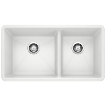 Blanco Precis SILGRANIT 33" 60/40 Double Bowl Undermount Kitchen Sink - White