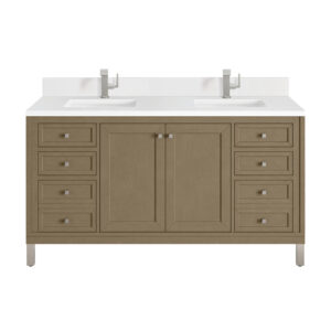 Chicago 60" Double Vanity, Walnut Whisper