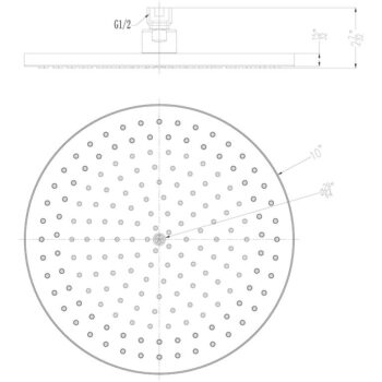 Dawn® Single Function 10" Round Rain Showerhead, Chrome - Image 2