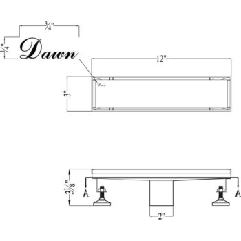 Dawn® Volga River Series - Linear Shower Drain 12"L In Polished satin - Image 2