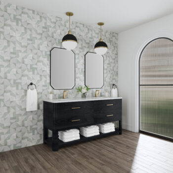 Lucian 72" Double Vanity, Carbon Oak w/ 3 CM Victorian Silver Quartz Top - Image 4