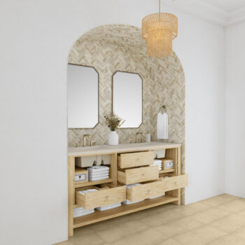 Marigot 72" Double Vanity, Sunwashed Oak w/ 3 CM Eternal Marfil Quartz Top - Image 4