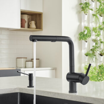 Blanco Linus Low Arc Pull-Out Dual-Spray Kitchen Faucet 1.5 GPM - Coal Black - Image 3