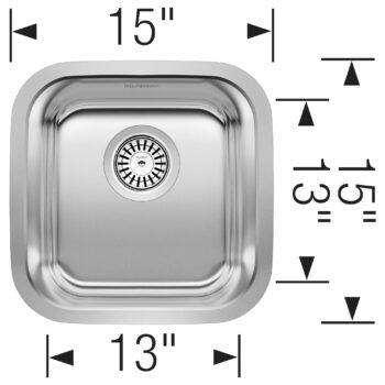 Blanco Stellar 15" Undermount Stainless Steel Bar Sink - Image 3