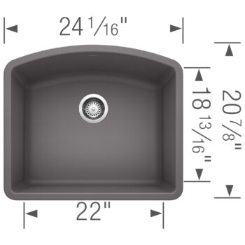 Blanco Diamond SILGRANIT 24" Single Bowl Undermount Kitchen Sink - Cinder - Image 3