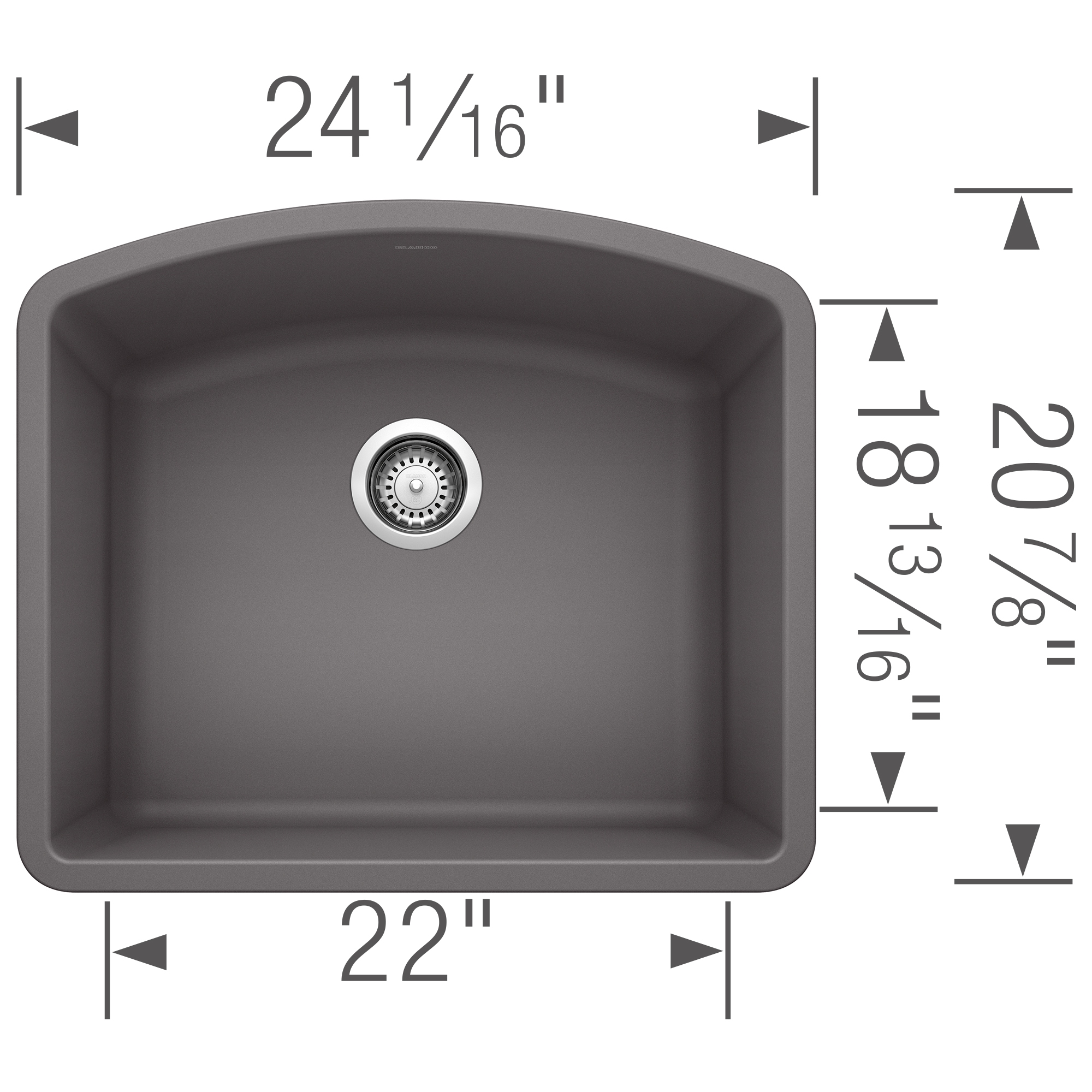 Blanco Diamond SILGRANIT 24" Single Bowl Undermount Kitchen Sink - Cinder - Image 3