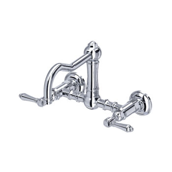 ROHL Acqui® Wall Mount Bridge Kitchen Faucet With Column Spout In Polished Chrome