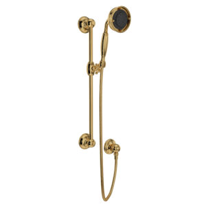 ROHL Handshower Set With 22″ Slide Bar and 3-Function Handshower In Italian Brass