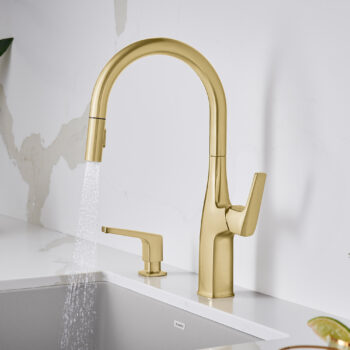 Blanco Rivana High-Arc Pull-Down Dual-Spray Kitchen Faucet 1.5 GPM - Satin Gold - Image 4