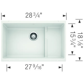 Blanco Precis Cascade SILGRANIT 29" Single Bowl Undermount Kitchen Sink with Colander - White - Image 6
