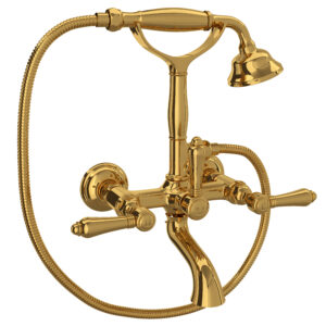 ROHL Exposed Wall Mount Tub Filler In Unlacquered Brass