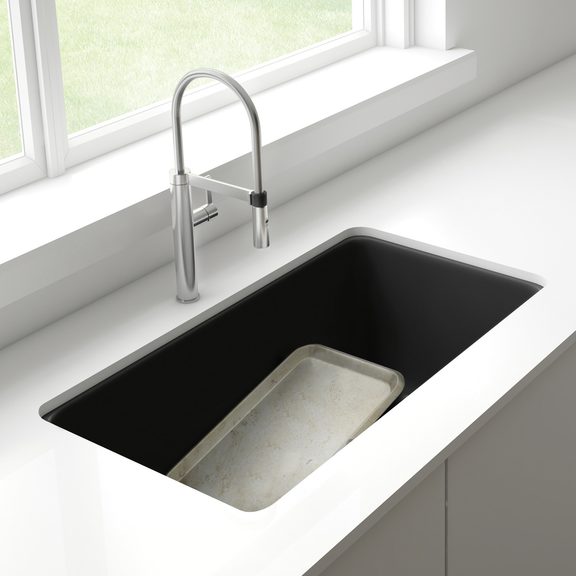 Blanco Precis SILGRANIT 33" 60/40 Reversible Double Bowl Undermount Kitchen Sink with Low Divide - Anthracite - Image 4