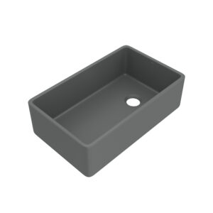 ROHL Allia™ 32″ Fireclay Single Bowl Farmhouse Apron Front Kitchen Sink In Satin Grey