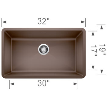 Blanco Precis SILGRANIT 32" Super Single Undermount Kitchen Sink - Café - Image 3