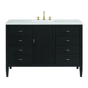 Myrrin 48″ Vanity, Carbon Oak w/ 3 CM Arctic Fall Solid Surface Top