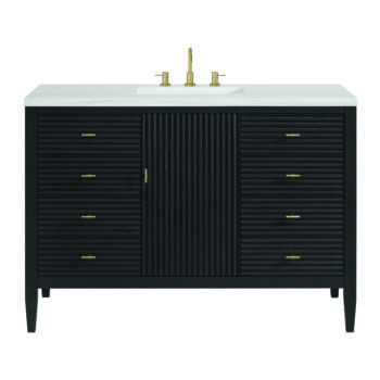 Myrrin 48" Vanity, Carbon Oak w/ 3 CM Arctic Fall Solid Surface Top