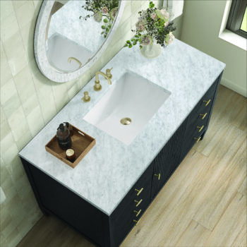 Myrrin 48" Vanity, Carbon Oak w/ 3 CM Carrara White Marble Top - Image 5