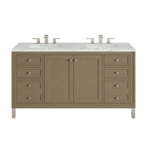 Chicago 60" Double Vanity, Walnut Whisper