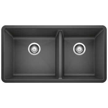 Blanco Precis SILGRANIT 33" 60/40 Double Bowl Undermount Kitchen Sink - Anthracite