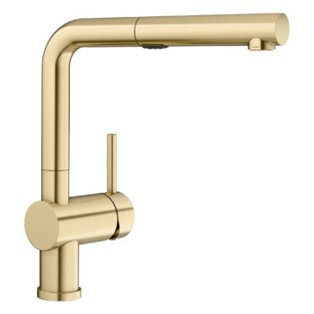 Blanco Linus Low Arc Pull-Out Dual-Spray Kitchen Faucet 1.5 GPM - Satin Gold