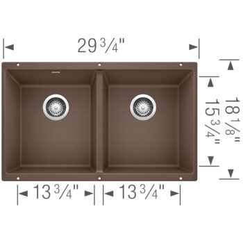 Blanco Precis SILGRANIT 29" 50/50 Double Bowl Undermount Kitchen Sink - Café - Image 3